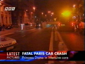 BBC caption: "Princess Diana in intensive care".